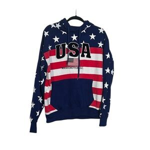 Washington DC USA Flag Sweatshirt Patriotic Size Large Stars and Stripes UNISEX